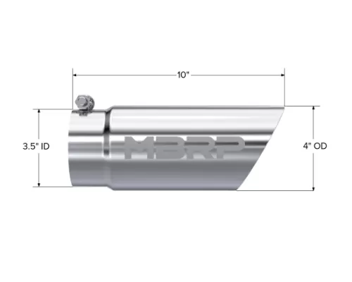 MBRP T304 Stainless Steel 4" O.D. Dual Wall Angled 3.5" Inlet 10" Length Exhaust Tip - T5110