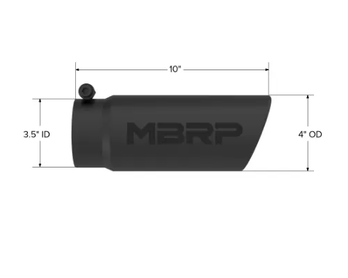 MBRP Black Coated 4" O.D. Angled Rolled End 3.5" Inlet 12" Length Exhaust Tip - T5112BLK