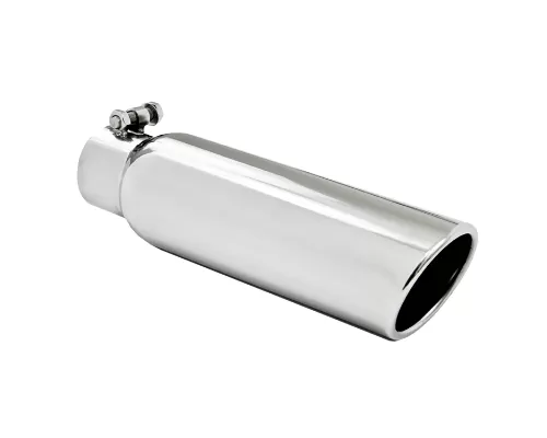 MBRP T304 Stainless Steel 3.5" OD 2.5" Inlet 12" Length Angled Cut Rolled End Clampless-No Weld Exhaust Tip - T5148