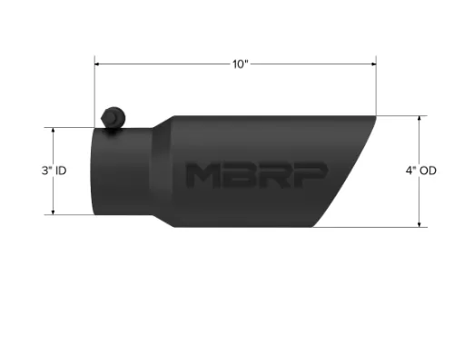 MBRP Black Coated 4" O.D. Dual Wall Angled 3" Inlet 10" Length Exhaust Tip - T5156BLK