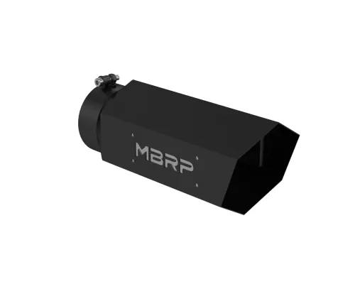 MBRP Black Coated 6" Hex Tip 5" ID inlet 16" length w/ MBRP Logo Exhaust Tip - T5166BLK