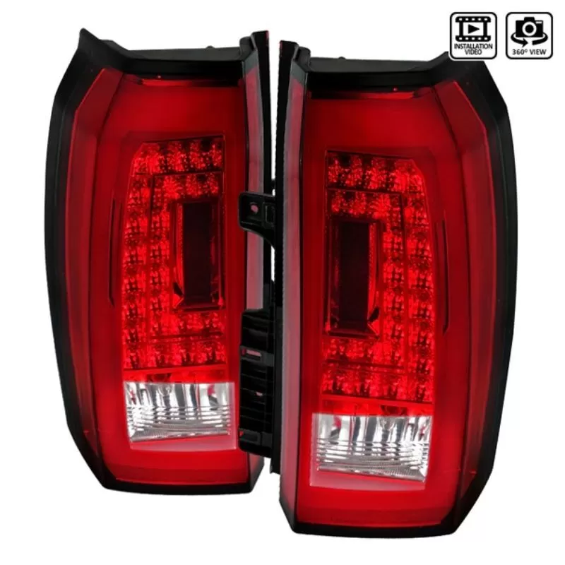 Spec-D LED Tail Lights Chrome Housing Red/Clear Lens GMC Yukon Denali | XL 2015-2018 - LT-YUK15RLED-TM