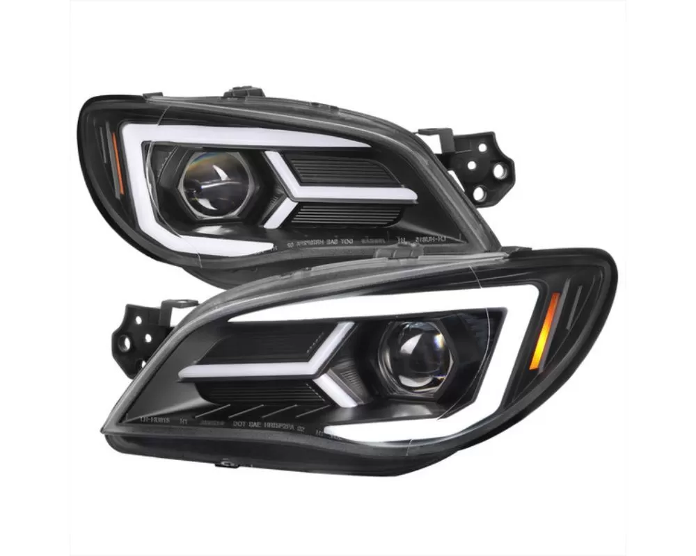 Spec D Matte Black Housing | Clear Lens Projector Headlights with LED Light Strip Subaru Impreza | WRX | STI 2006-2007 - 2LHP-WRX06JM-G2-TM