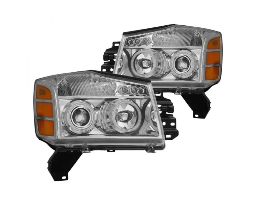 Spec D Chrome CCFL Halo Projector Headlights with Parking LEDs {Poduct Number) 4LHP-TIT04-KS Nissan Armada | Titan 2004-2007 - 4LHP-TIT04-KS