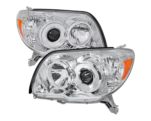 Spec-D Headlights Chrome Housing Clear Lens With Amber Reflector No Bulbs Included Toyota 4Runner 2006-2009 - 2LHP-4RUN06-GO