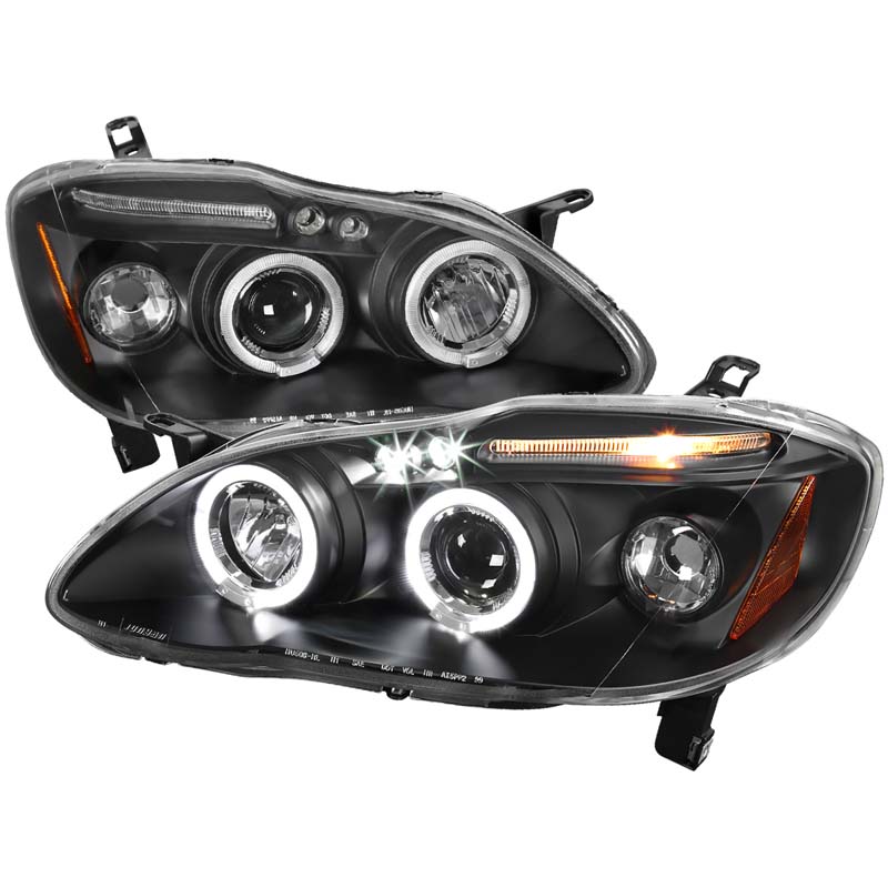 Spec-D Black Halo LED Projector Headlights Toyota Corolla 2003-2008 - 2LHP-COR03JM-TM