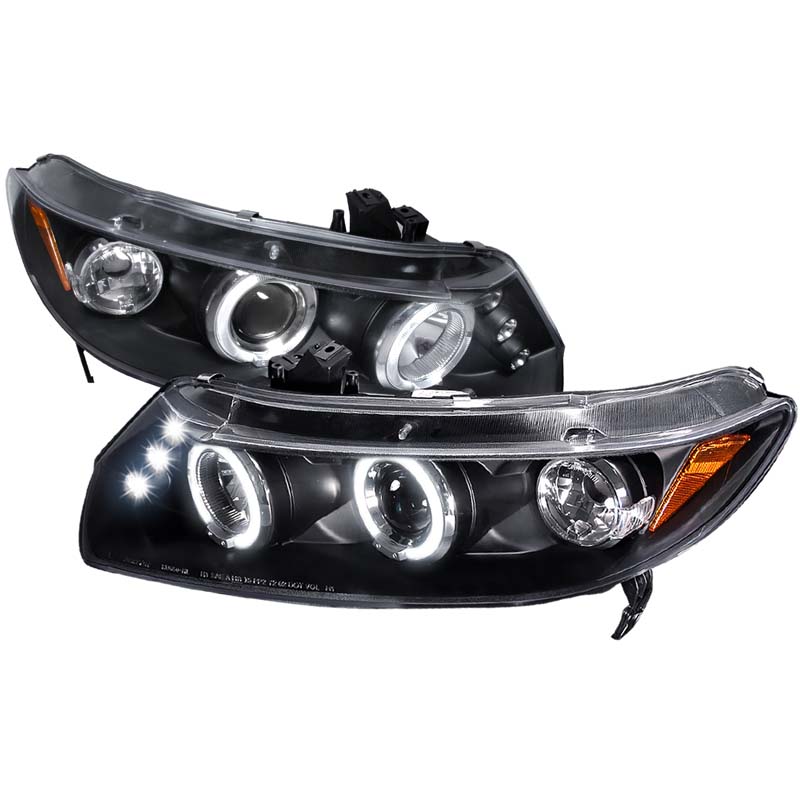 Spec-D Black Halo LED Projector Headlights Honda Civic 2006-2010 2D - 2LHP-CV062JM-TM