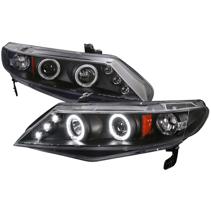 Spec-D Black Halo LED Projector Headlights Honda Civic 2006-2010 4D - 2LHP-CV064JM-TM