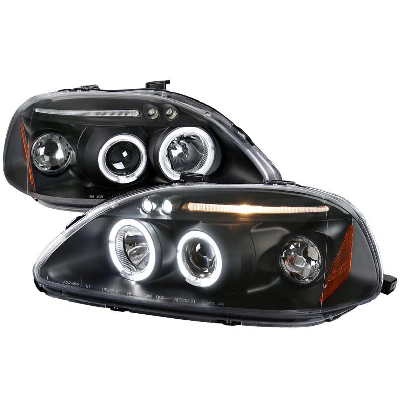 Spec-D Black Halo LED Projector Headlights Honda Civic 1996-1998 - 2LHP-CV96JM-TM