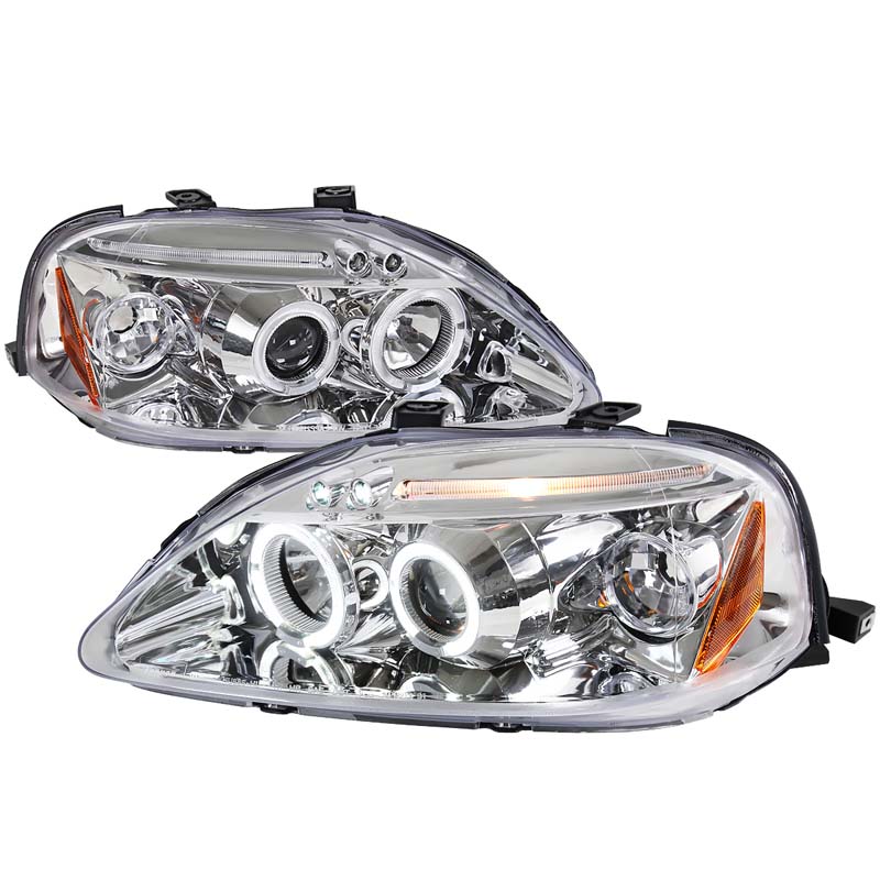 Spec-D Chrome Halo LED Projector Headlights Honda Civic 1999-2000 - 2LHP-CV99-TM