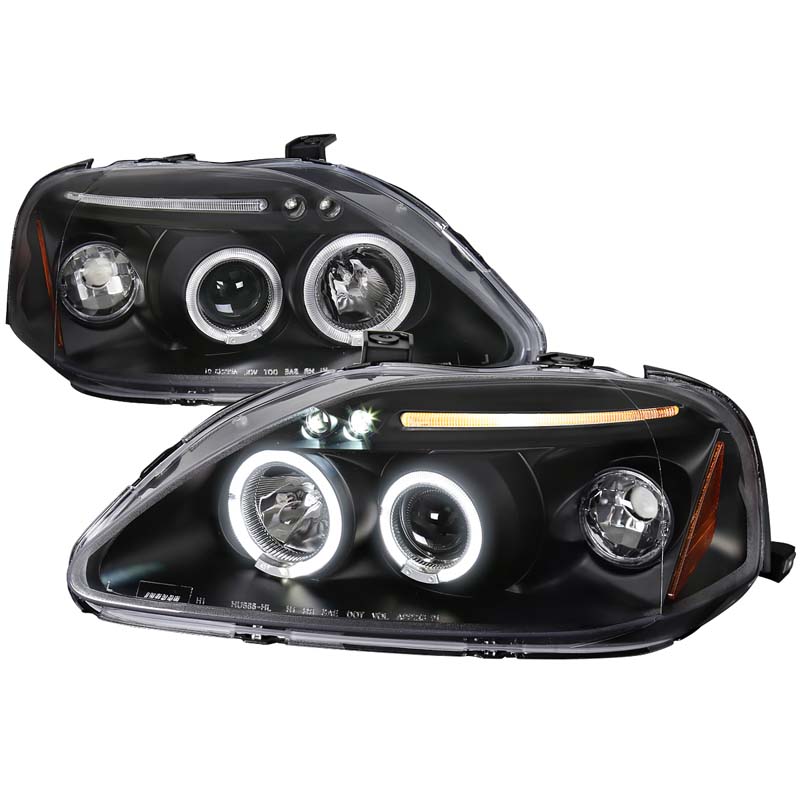 Spec-D Black Halo LED Projector Headlights Honda Civic 1999-2000 - 2LHP-CV99JM-TM