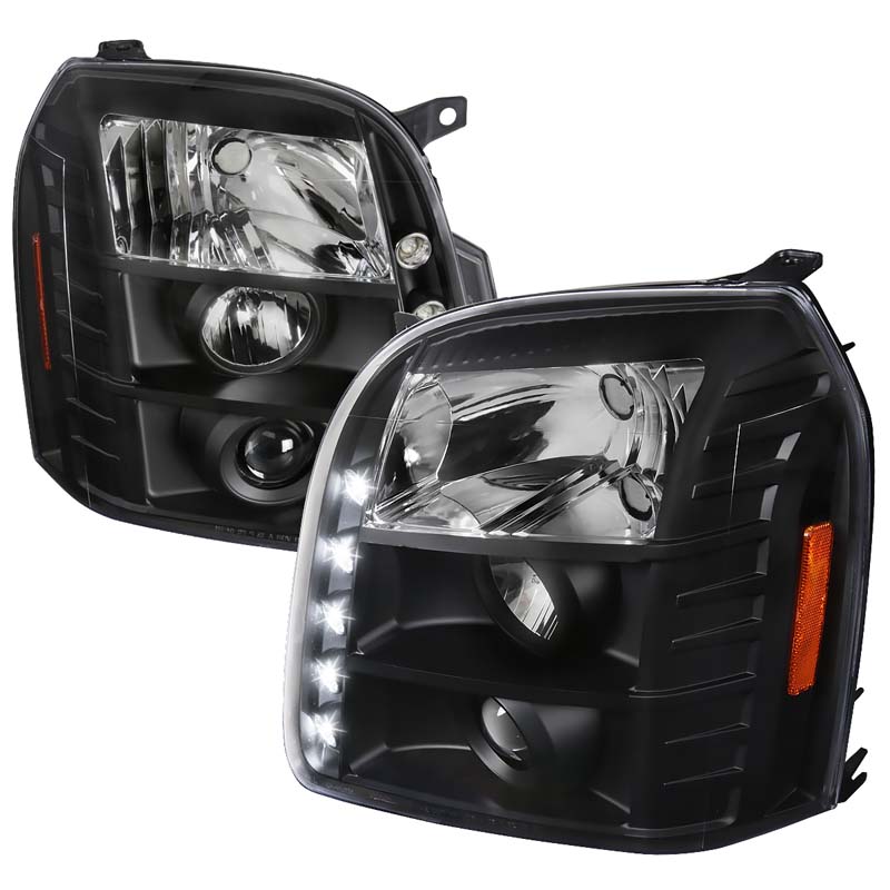 Spec-D Black LED Projector Headlights GMC Yukon 2007-2010 - 2LHP-DEN07JM-TM