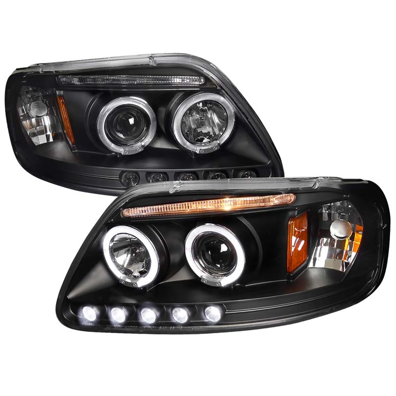 Spec-D V2 Black Halo LED Projector Headlights Ford F-20150 1997-2003 - 2LHP-F15097JM-TM