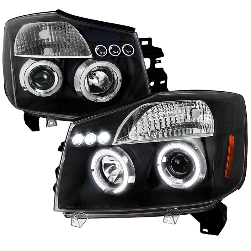 Spec-D Black Halo LED Projector Headlights Nissan Armada | Titan 2004-2007 - 2LHP-TIT04JM-TM