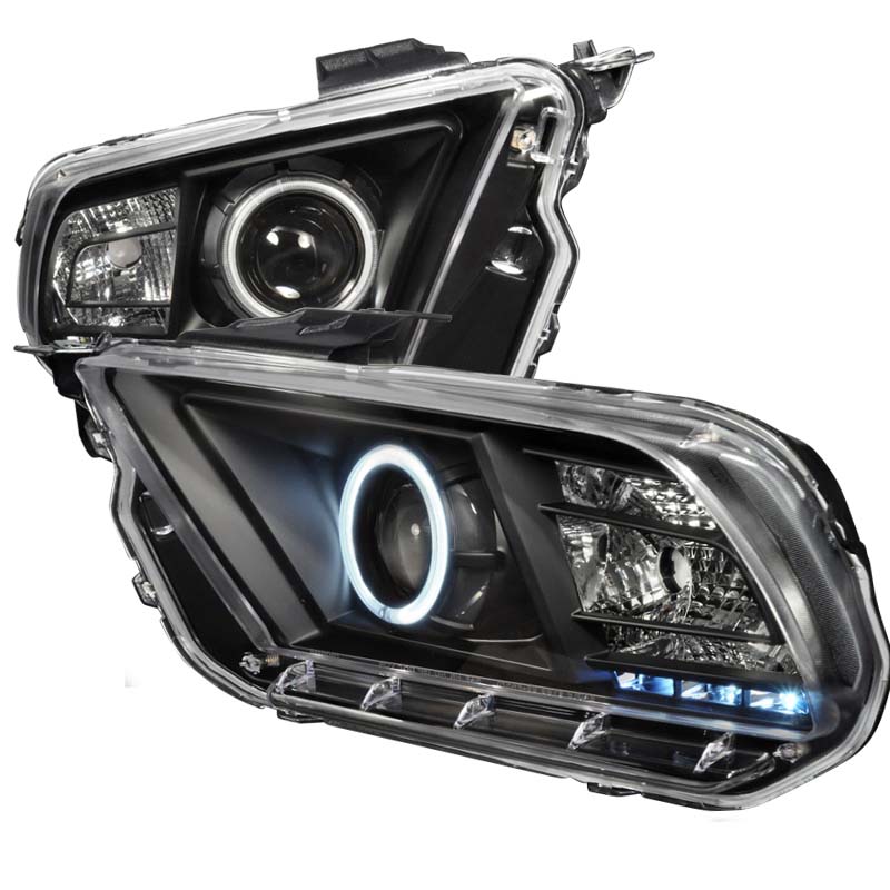 Spec-D Black CCFL Halo LED Projector Headlights Ford Mustang 2010-2012 - 3LHP-MST10JM-KS