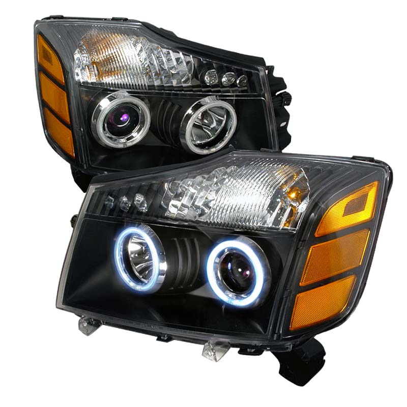 Spec-D Black CCFL Halo LED Projector Headlights Nissan Armada | Titan 2004-2007 - 4LHP-TIT04JM-KS
