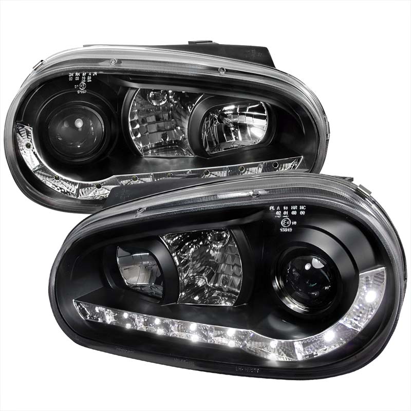 Spec-D V1 Black R8 LED Projector Headlights Volkswagen Golf 1999-2005 - LHP-GLF99JM-8-TM