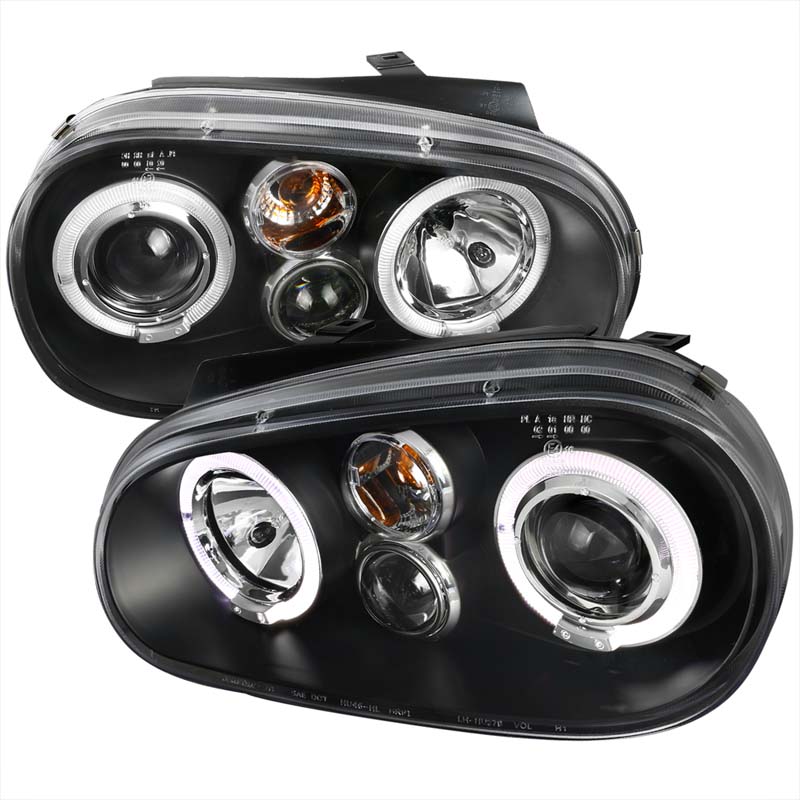 Spec-D Black LED Halo Projector Headlights Volkswagen Golf 1999-2005 - LHP-GLF99JM-TM