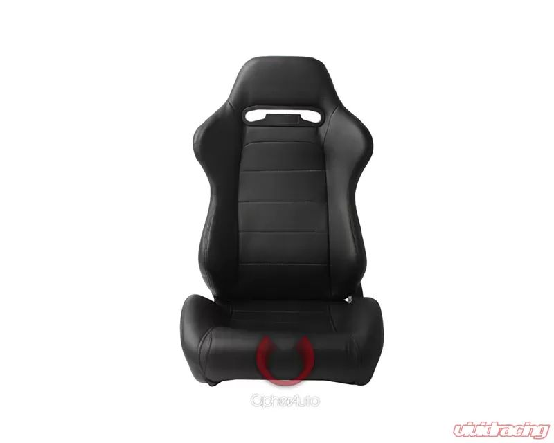 Cipher Auto Black Synthetic Leather Racing Seats - Pair - CPA1013PBK