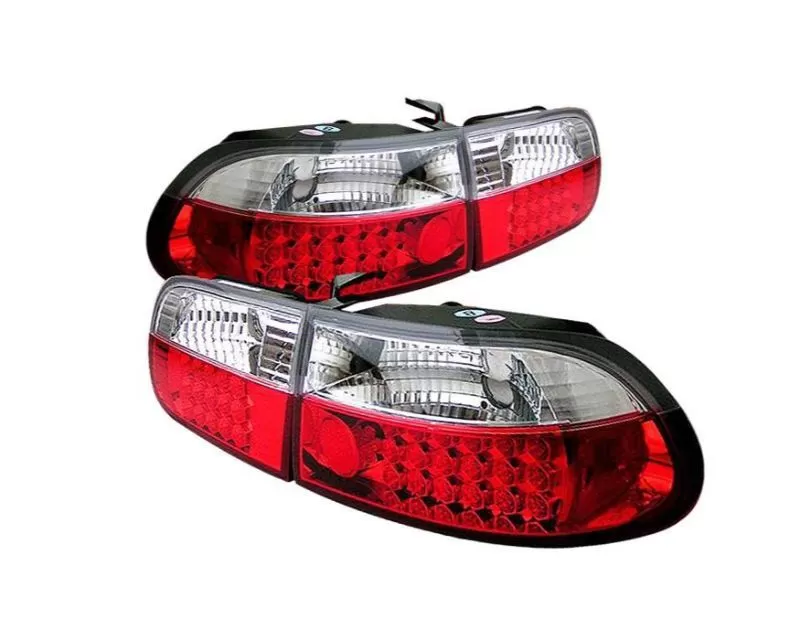 Spyder Auto 3-Door Red/Clear Tail Lights Honda Civic 1992-1995 - ALT-YD-HC92-3D-LED-RC