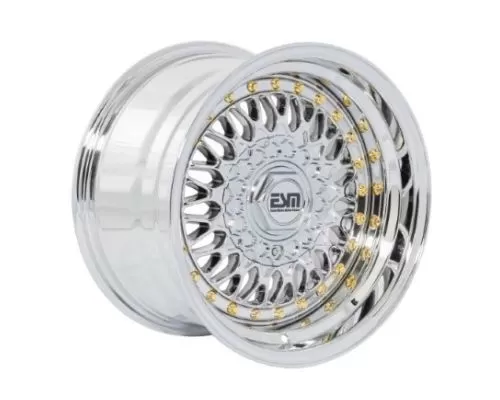 ESM ESM-002R Wheel 17x8.5 4x100|4x114.3 20mm Platinum Chrome | Gold Rivet - ESM002RPL17X854X1004X1143ET20CB731