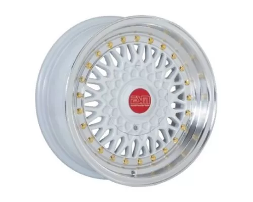 ESM ESM-002R Wheel 15x9 4|5x100 10mm White | Gold Rivet - ESM002RWH15X94X1005X100ET10CB571