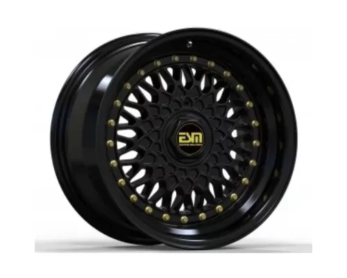 ESM ESM-002R Wheel 15x7 4x100|5x100 +15mm Gloss Black | Gold Rivet - ESM002RGB15X74X1005X100ET15CB571