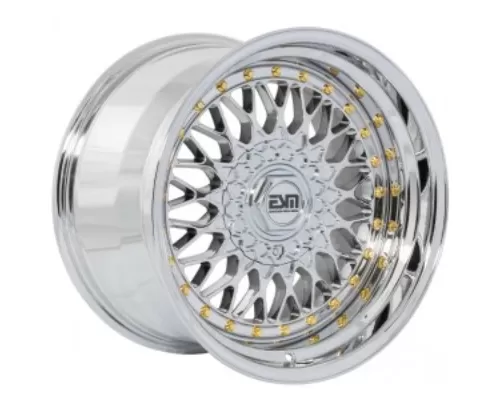 ESM ESM-002R Wheel 17x10 4x100|5x100 +15mm Platinum Chrome | Gold Rivet - ESM002RPL17X104X1005x100ET15CB571