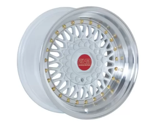 ESM ESM-002R Wheel 15x8 4x100|5x100 +15mm White | Gold Rivet - ESM002RWH15X84X1005X100ET15CB571