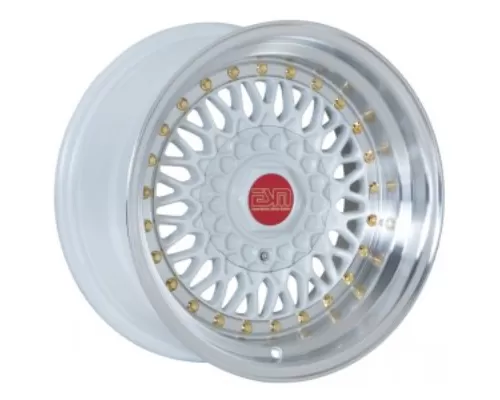 ESM ESM-002R Wheel 15x9 4x100|5x100 -20mm White | Gold Rivet - ESM002RWH15X94X1005X100ET-20CB571