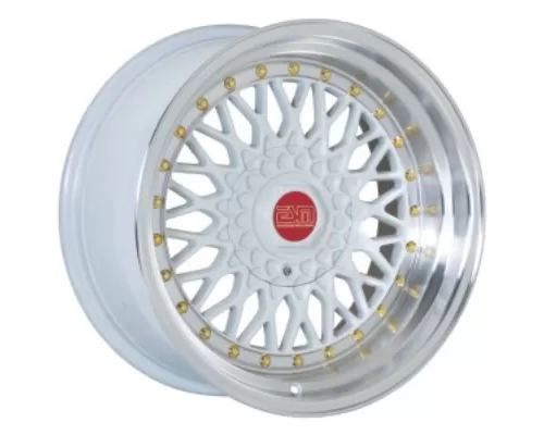 ESM ESM-002R Wheel 17x8.5 5x100|5x114.3 +20mm White | Gold Rivet - ESM002RWH17X855X1005X1143ET20CB731