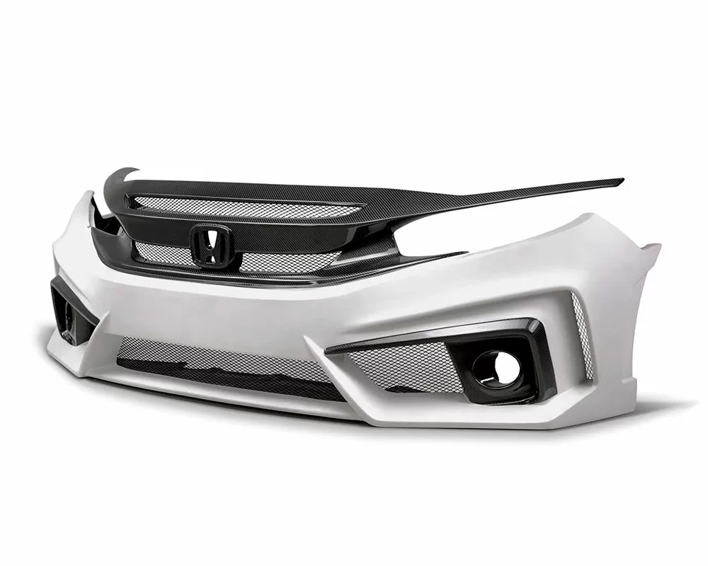 Seibon TT Style Fiberglass/Carbon Fiber Front Bumper Honda Civic 4 Dr 2016-2021 - FB16HDCV4-TT-GF
