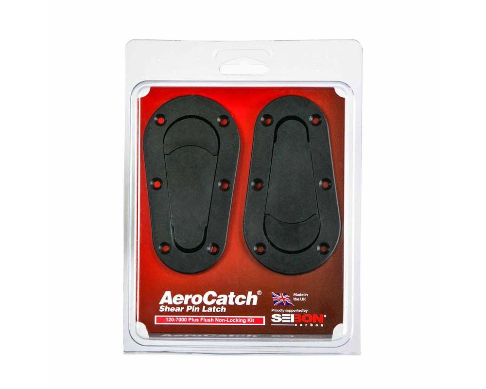 Seibon Black Carbon Aerocatch Plus Flush Hood Latch & Pin Kit - No Lock - HOODPINS-120-7000