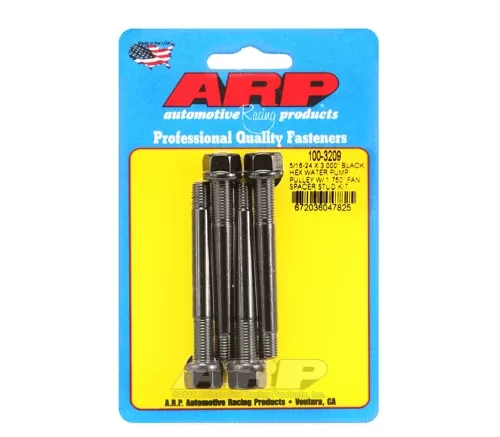 ARP 5/16-24 X 3.000 Black Hex Water Pump Pulley w/ 1.750in Fan Spacer Stud Kit - 100-3209