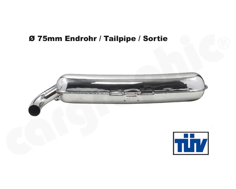 Cargraphic Silencer T&#220;V with adjustable LH 75mm Tailpipe Audi 930 75-89 - CAR1SS75
