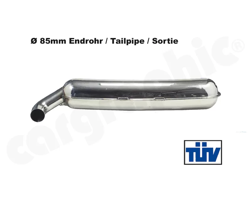 Cargraphic Silencer T&#220;V with adjustable LH Tailpipe Audi 930 75-89 - CAR1SS85