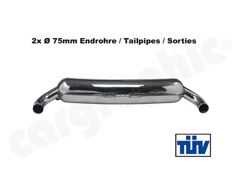 Cargraphic Silencer T&#220;V with adjustable LH/RH Tailpipe 75mm Audi 930 75-89 - CAR2SS75