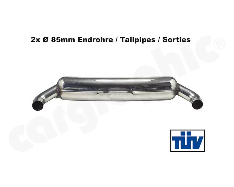 Cargraphic Silencer T&#220;V with adjustable LH/RH Tailpipe 85mm Audi 930 75-89 - CAR2SS85