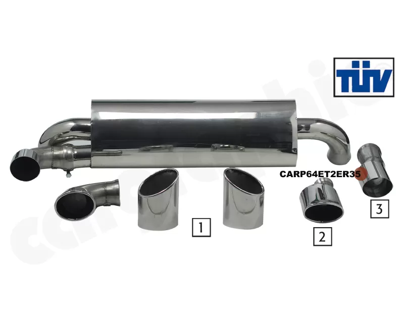 Cargraphic Silencer Turbo S Look with 89mm Round Tailpipes Porsche 964 89-94 - CARP64ET2ER35
