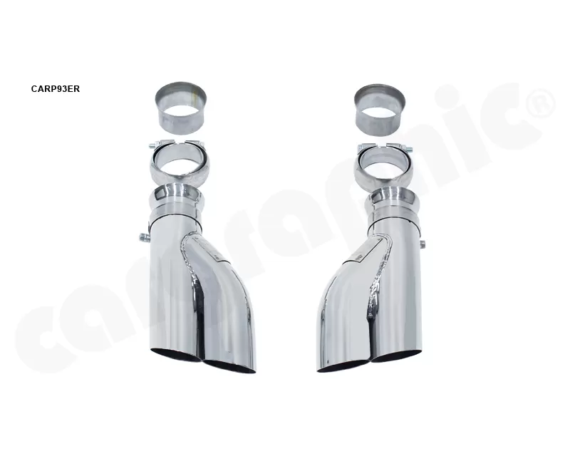 Cargraphic Tailpipe Set Double End Polished 2x63.5mm Round Porsche 993 C2|C4 95-98 - CARP93ER