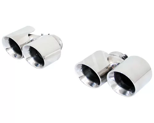 Cargraphic 89mm Polsished Quad Round Exhaust Tips Porsche 997.2 Turbo 10-12 - CARP97TDFIER