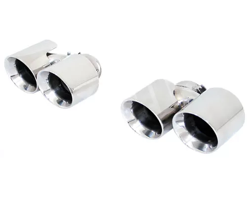Cargraphic 89mm Polished Quad Round Exhaust Tips Porsche 997.1 Turbo 07-09 - CARP97TER