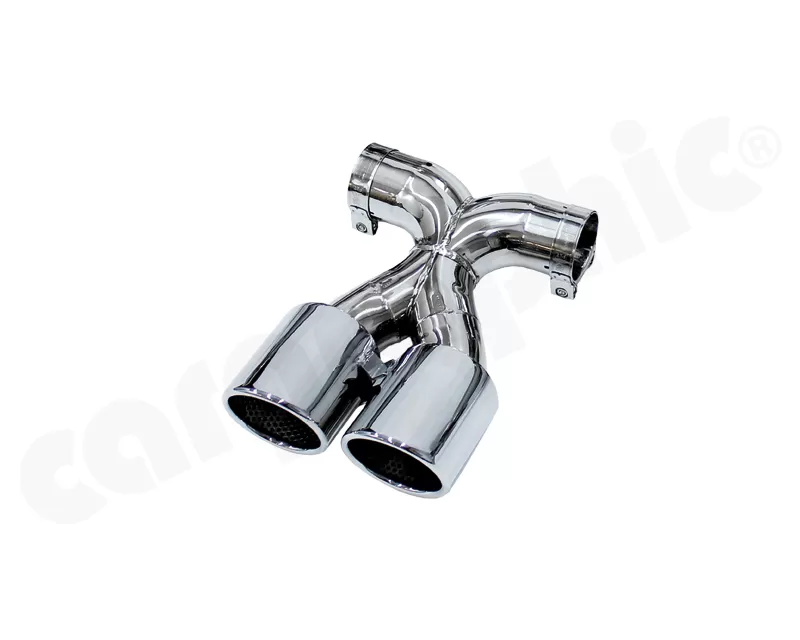 Cargraphic Tailpipe Double End Polished 2x89mm Rolled|Slash Cut|with Perforated Insert Porsche Boxster 97-16 - PERP87ER35RX