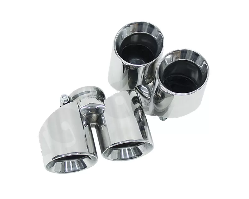 Cargraphic 2x89mm Modena Style Round Polished Quad Exhaust Tips Porsche 991 3.4L 14-16 - PERP9134ERM