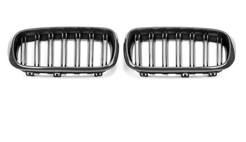 AutoTecknic Glazing Black Dual-Slats Front Grilles BMW F15 X5|F85 X5M|F16 X6|F86 X6M 2004-2018 - BM-0174-DS-CF