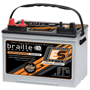 Braille Battery Group 34 Endurance AGM Marine & Trucking Battery |  2132 Amp | 10.1 x 6.3 x 7.75 inch | Left Positive without Charger - B6034M