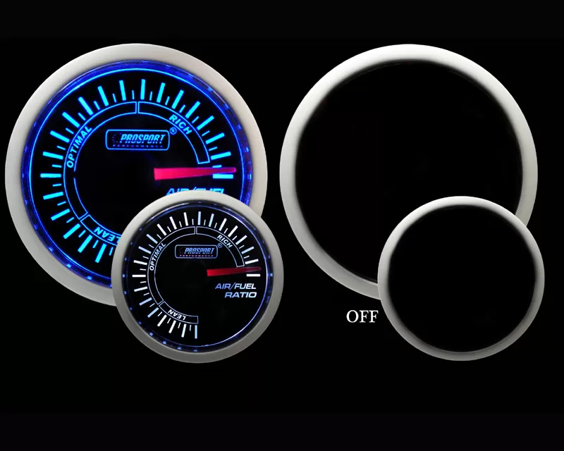 Prosport Performance Air Fuel Ratio Gauge Electrical Analog Blue | White 52mm - 216BFWBAFSM