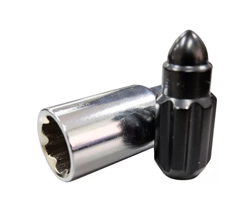 NRG 20-piece 500 Series M12 x 1.5 Steel Lug Nut Set  Bullet Shape Black plus lock socket - LN-LS500BK-21