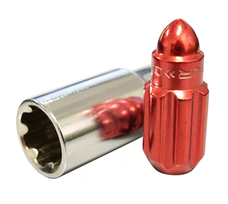 NRG 20-piece 500 Series M12 x 1.25 Steel Lug Nut Set  Bullet Shape Red plus lock socket - LN-LS510RD-21