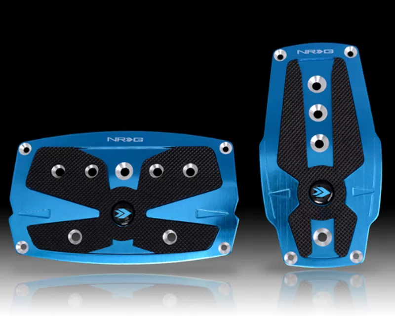 NRG Blue Automatic Brushed Aluminum Sport Pedal with Black Rubber Inserts Universal - PDL-250BL
